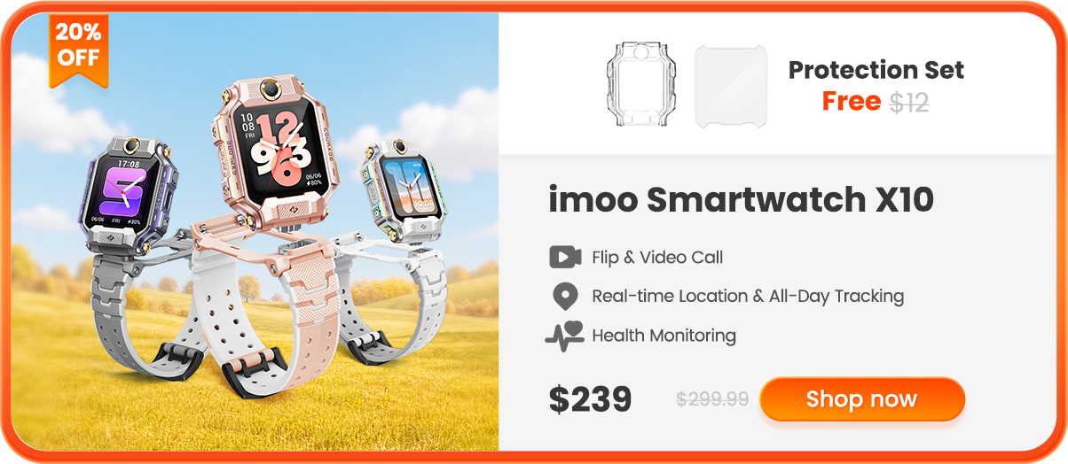 imoo Smartwatch X10, $239, 20% off with a free protection set. Shop now.